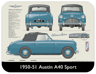 Austin A40 Sport 1950-51 Place Mat, Medium